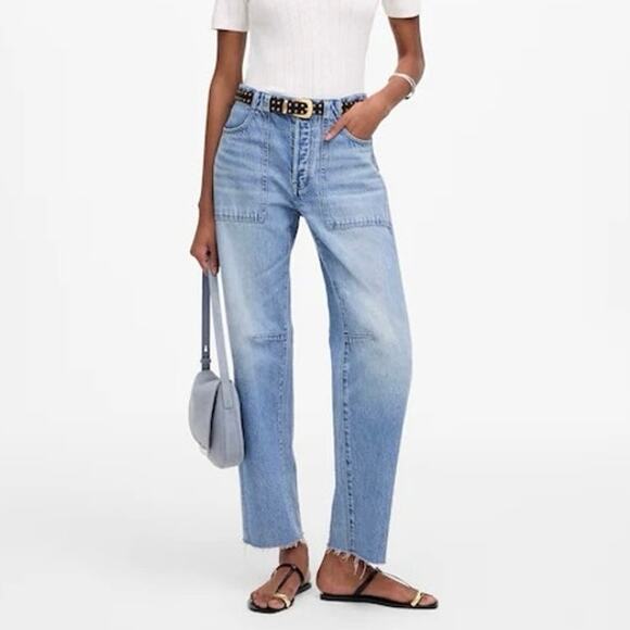 Madewell The Darted Barrel Leg Jean Riverbend Wash Size 23 NWT - Picture 1 of 10